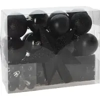 Merkloos Christmas Decorations kerstballen set 54-dlg - zwart - voor kleine boom - Kerstbal