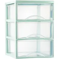 Forte Plastics Plasticforte Ladeblokje/bureau organizer 3x lades - transparant/mintgroen - L26 x B36 x H37 cm - Ladeblok