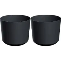 Prosperplast Plantenpot/bloempot Babylon - 2x - kunststof - buiten/binnen - antraciet grijs - D39 x H39 cm - Plantenpott