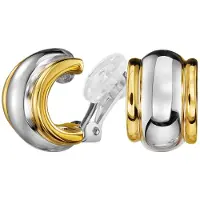 Traveller Clip Oorbellen - Oorclips Dames - Bicolor - Zilver- en Goudkleurig - Verguld 22 kt - Geplatineerd - 157610