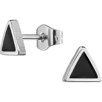 Traveller Oorbellen - Heren - Edelstaal - Zwart & Zilverkleurig - Driehoek - Made in Germany - Duurzaam - 7 mm - 171003