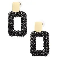 Yehwang Oorbellen Crystal Rectangle - Crystal Beads - Feestdagen - Party - Zwart