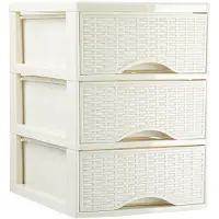 Forte Plastics Plasticforte Ladeblokje/bureau organizer 3x lades - creme wit - L18 x B25 x H25 cm - Ladeblok