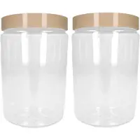 Forte Plastics Voorraadpot/bewaarpot - 2x - 1.25L - kunststof - beige - B10 x H20 cm - Voorraadpot