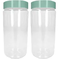 Forte Plastics Voorraadpot/bewaarpot - 2x - 1.25L - kunststof - mint groen - B10 x H20 cm - Voorraadpot