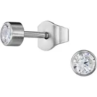 Traveller Oorbellen - Heren - Edelstaal - Zilverkleurig - Zirkonia - Made in Germany - ø 3 mm - Duurzaam - 171013