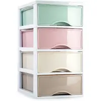 Forte Plastics Plasticforte Ladeblokje/bureau organizer 4x lades - multi kleur - L18 x B25 x H33 cm - Ladeblok