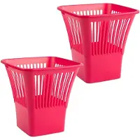 Forte Plastics Plasticforte Afvalbak/vuilnisbak/kantoor prullenbak - 2x stuks - plastic - fuchsia roze - 30 cm - Prullenmanden