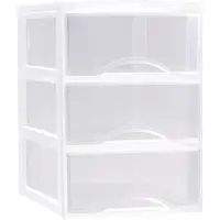 Forte Plastics Plasticforte Ladeblokje/bureau organizer 3x lades - transparant/wit - L26 x B36 x H37 cm - Ladeblok