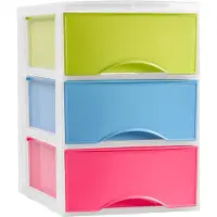 Forte Plastics Plasticforte Ladeblokje/bureau organizer 3x lades - multi kleuren - L26 x B36 x H37 cm - Ladeblok