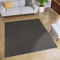 Tapiso Mono Square Vloerkleed Grijs Donker Laagpolig Vierkant Tapijt Maat- 250x250