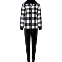 Rebelle dames huispak fleece - maat 40 - Ruit - zwart