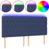 vidaXL Hoofdbord LED 200x7x118/128 cm stof blauw