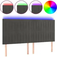 vidaXL Hoofdbord LED 160x5x118/128 cm fluweel donkergrijs