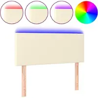 vidaXL Hoofdbord LED 80x5x78/88 cm kunstleer crèmekleurig