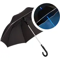 FARE LED-schacht paraplu - Ø 112 cm - Automatisch openend - Windscherm - Oplaadbaar - Micro USB - Polyester/Kunststof/Acryl/Glasvezel - Zwart