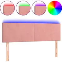 vidaXL Hoofdbord LED 144x5x78/88 cm fluweel roze