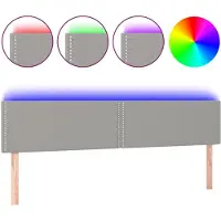 vidaXL Hoofdbord LED 200x5x78/88 cm stof lichtgrijs