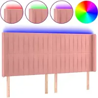 vidaXL Hoofdbord LED 163x16x118/128 cm fluweel roze