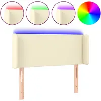 vidaXL Hoofdbord LED 83x16x78/88 cm kunstleer crèmekleurig