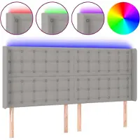 vidaXL Hoofdbord LED 183x16x118/128 cm stof lichtgrijs