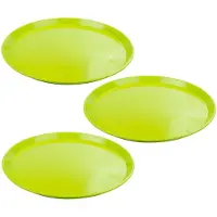 Merkloos Set van 4x stuks groen rond dienblad/serveerblad van kunststof 34 cm - Dienbladen