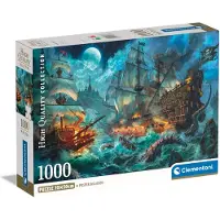 Clementoni - Puzzel 1000 Stukjes High Quality Collection - Pirates Battle, Puzzel Voor Volwassenen en Kinderen, 14-99 jaar, 39777 COMPACT BOX