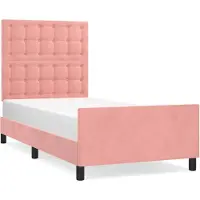 vidaXL Bedframe met hoofdeinde fluweel roze 100x200 cm