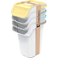 Prosperplast Keden - prullenbakken set van 4x25l - Kaddi Q - as wit