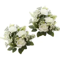 Chaks Bruidsboeket rozen - kunstbloemen - 2x - wit - H41 cm