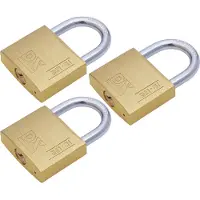 Dulimex Hangslot met 2 sleutels - 3x - 25 mm - messing - kofferslot