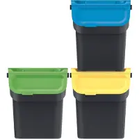 Prosperplast Keden - prullenbakken set van 3x20l - Kaddi Q - Zwart