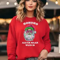 B&C Foute kersttrui- Hohoho Als er maar wijn is- Rode sweater- maat XXL