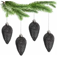 Sarcia.eu Zwarte kerstboomkegels, kerstballen 4 st.