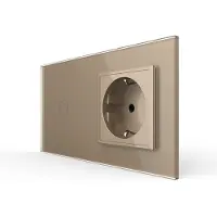 Livolo | Goud | 1+SR | Dimmer | Wisselschakelaar met wandcontactdoos -