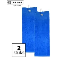 The One Towelling Golfhanddoeken - 40 x 50 cm- 2 Stuks - Sporthanddoek - Voordeelverpakking - Terry Velours - 100% Gekamd Katoen - Met metaal oog en karabijnhaak - Koningsblauw