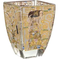 Goebel - Gustav Klimt | Windlicht / Theelicht "De verwachting" | Glas, 11cm, waxinelicht houder, met echt goud