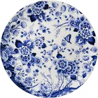 Huismerk Heinen Delfts Blauw Wandbord Bloementuin - Ø 42 cm