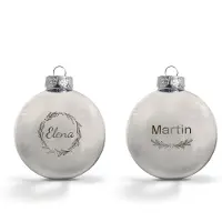 Yoursurprise Kerstbal met naam - Zilver - 2 stuks