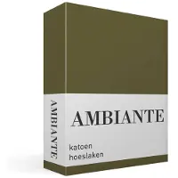 Ambiante - Katoen - Hoeslaken - 160x200 cm - Olijfgroen
