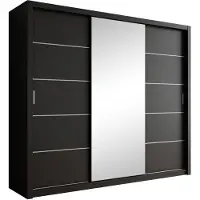 Meubella Kledingkast mat zwart 250x62x215 Schuifdeuren en spiegel