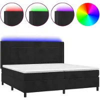 vidaXL Boxspring met matras en LED fluweel zwart 200x200 cm