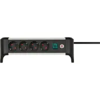 Brennenstuhl Alu-Office-Line stekkerdoos met 4 contacten / zwart - 1,8 meter