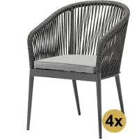 AVH-Collectie Set van 4 Lissabon dining tuinstoel rope stapelbaar