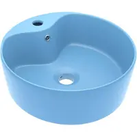 vidaXL Luxe wastafel met overloop, mat blauw, 36x13 cm, keramiek