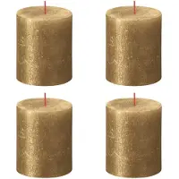 Bolsius Stompkaarsen Shimmer 4 st rustiek 80x68 mm goudkleurig