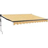 vidaXL Elektrische zonnescherm met handbediening, geel en wit, 3,5x2,5 meter