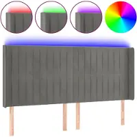vidaXL Hoofdbord LED 203x16x118/128 cm fluweel lichtgrijs