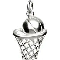 MOOYE ® - Collectie Zilveren Basketbal ketting hanger - in net