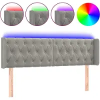 vidaXL Hoofdbord LED 163x16x78/88 cm fluweel lichtgrijs
